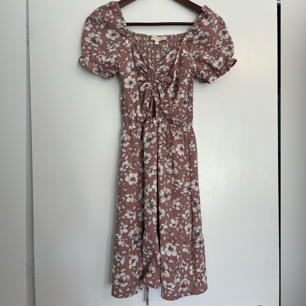 Monteau Mauve Floral Midi Dress